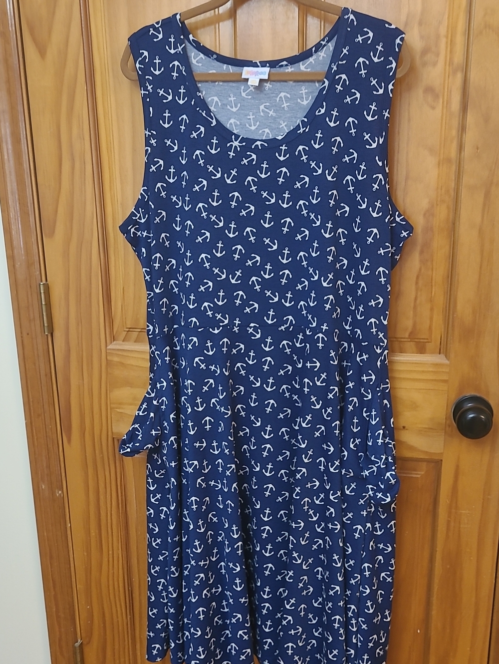 Sleeveless Navy Anchor-Print A-Line Dress